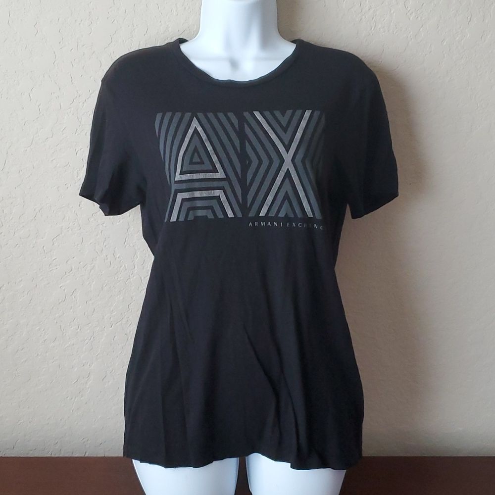 Armani Exchange AX Black Logo Graphic T-Shirt Women’s Size S Flaw